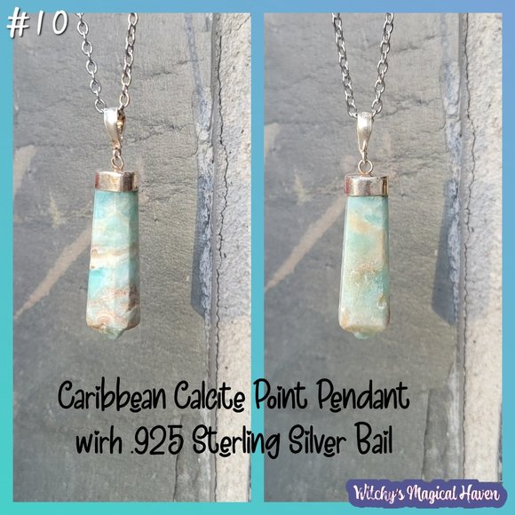 Caribbean Calcite Gemstone Sterling Silver Bail Pendants - Picture 12 of 12